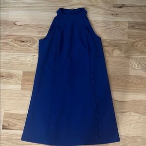 Vince Camuto scallop trim halter dress